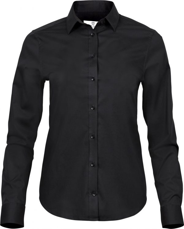 dames-overhemd-stretch-zwart