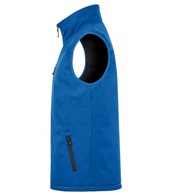 Gevoerde Softshell Bodywarmer blauw zijkant 1